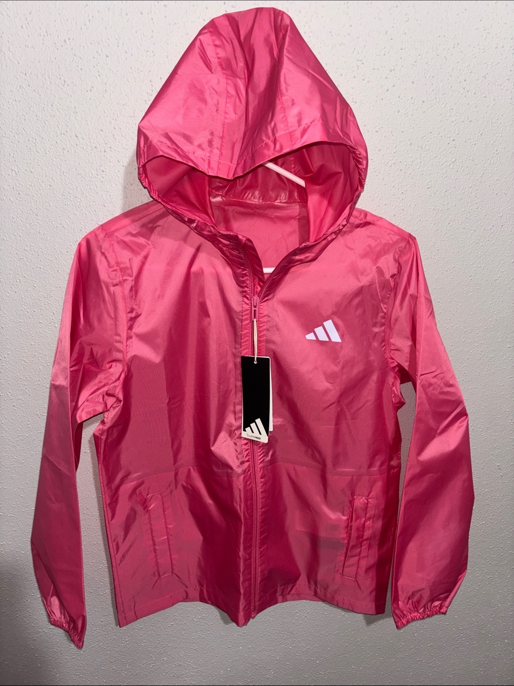 adidas - women’s Pink ClimaProof Hooded Rain Jacket (size medium)